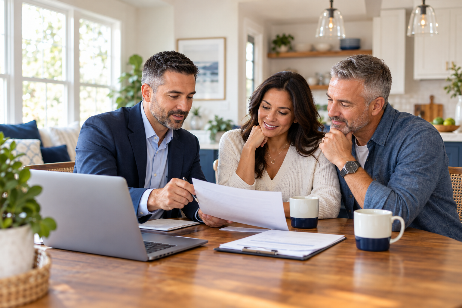 A couple reviewing home financing information with a housing professional